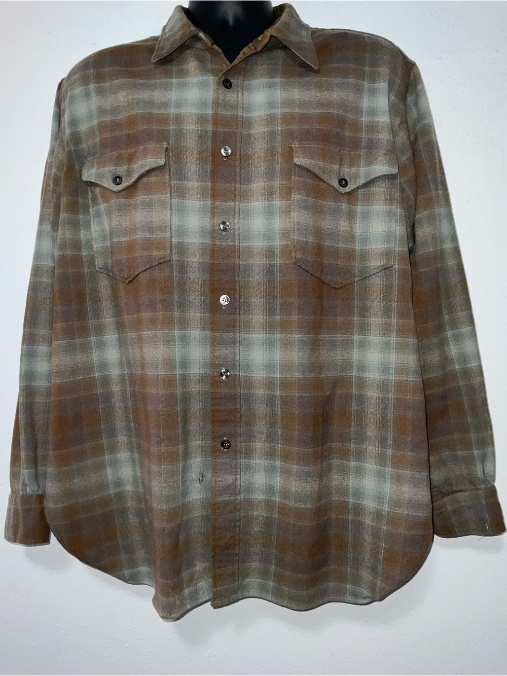 VTG 50s 60s Pendleton Shadow Plaid Board Shirt Thrashed Distressed Grunge M/L